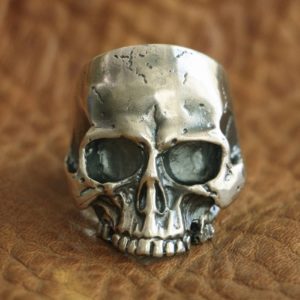 'Agony' Silver Skull Ring For Men.
